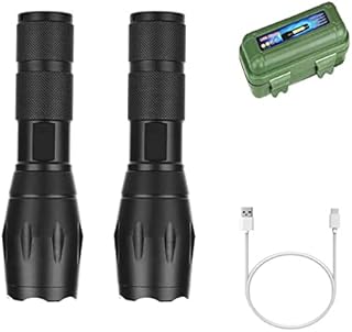 SYXLS 2 PCS LED Torch Rechargeable, Mini Tactical Torch, Torches Led Super Bright Flashlight, Waterproof Powerful Torch, for Camping, Hiking, Outdoor, Emergency