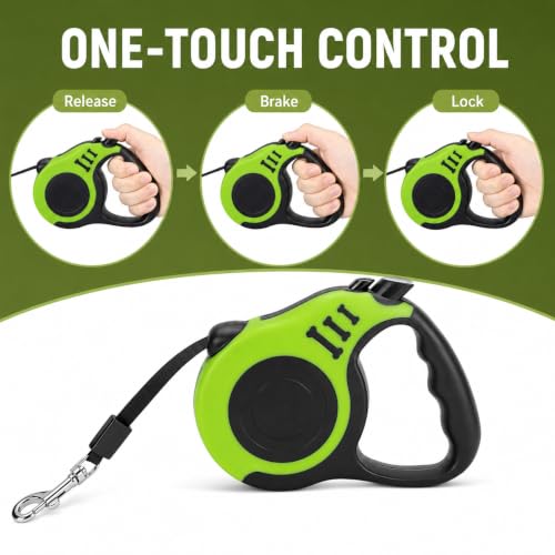 Image of Retractable Dog Leash 16 FT with Lock for Small & Medium Dogs | 16 FT retractable leash with one-touch lock, anti-slip grip, tangle-free tape & 360 hook for daily walks.