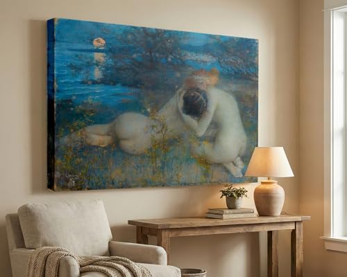 Lucien Levy-Dhurmer Bilitis Wall Art Framed Poster Sapphic Love Vintage Painting Lesbian Wall Art Queer Women Print Bedroom Kitchen Office Home Wall Decor (36Lx 24W,WFramed)