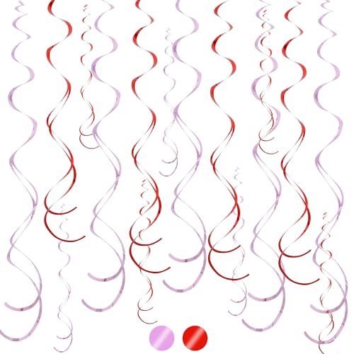 BEISHIDA 20Pcs Red Pink Hanging Swirls Valentine Girl Birthday Decorations