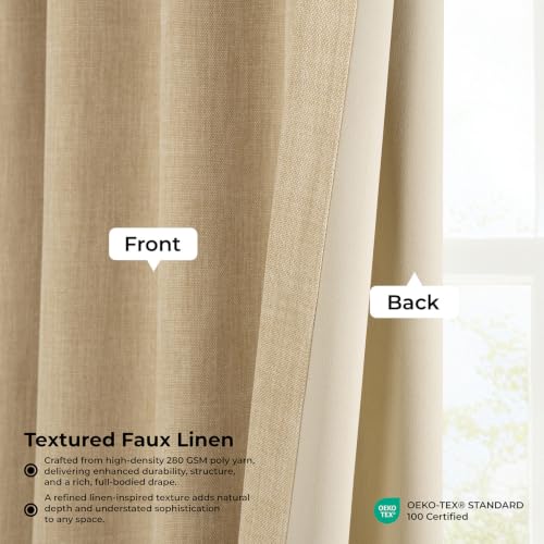 Image of HPD Half Price Drapes - Faux Linen Curtains for Living Room (1 Panel) - 50W X 84L - Textured Room Darkening Curtains for Bedroom 84 Inches Long - Drapes for Home Decor, Millet