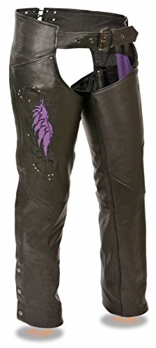 Milwaukee Leather Ladies Leather Chap w/ Wing Embroidery And Rivet Detailing (XS)
