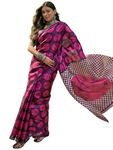 Image of SIRIL Women's Cotton Printed Saree With Unstitched Blouse Piece