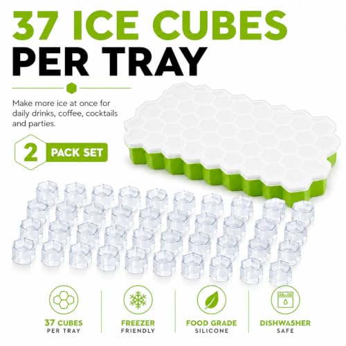 Bandeja de cubitos de hielo de silicona 2 pack con tapa miniatura 2
