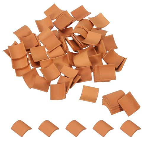 PATIKIL Miniature Roof Tile, 50 Pcs Mini Red Tiles Clay Roof Miniature