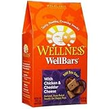 Wellness WellBars Natural Wheat Free Oven Baked Dog Treats, Chicken and Cheddar Biscuits, 20-Ounce Box