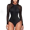 Irisnaya-Shapewear-Bodysuit-Women-Long-Sleeve-Classy-Top-Basic-T-Shirt-Leotard-Waist-Trainer-Body-Shaper-Turtleneck-Bodycon Irisnaya Shapewear Bodysuit Women Long Sleeve Classy Top Basic T-Shirt Leotard Waist Trainer Body Shaper Turtleneck Bodycon (Large, Black)