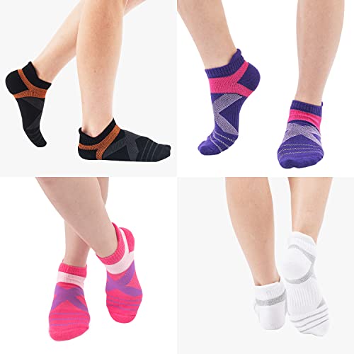 Kc-Taho Ankle Compression Socks 4 Pairs For Men And Women 16-23 Mmhg With Cotton Cushioned Achilles Tendonitis Brace #TOP4