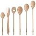 Produktbild Uulki | Kochlöffel Set aus Buchenholz | Holzkochlöffel 25-40 cm mit Rührlöffel, Backlöffel, Krautgabel | Holzlöffel 6-teilig