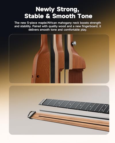 Donner HUSH I EVO2 Acoustic Electric Travel Guitar (Natural) - image 8