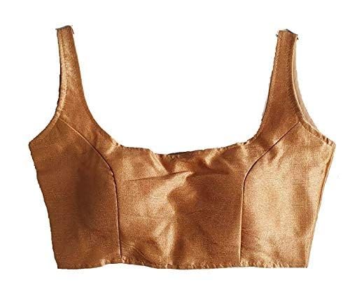 Women's Neck Sleevless Readymade Blouse for Saree & Lahenga Choli CHIKU-image-2