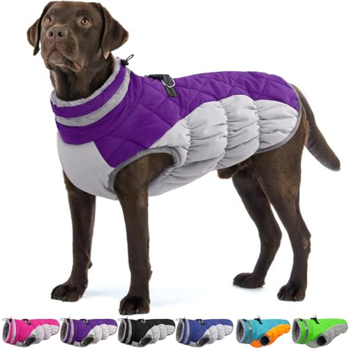 Image of Dog Coats for Large Dogs, Warm Dog Winter Jacket with Harness, XXL