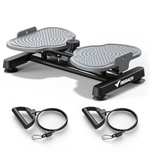 MERACH Hüfttwister, Twist Waist Disc Board für Frauen, Bauchmuskeltrainer mit 2 Widerstandsbändern für Schlanke Taille & Core-Training, Max 136KG, Geräuschloses Heim-Fitnessgerät-Grau