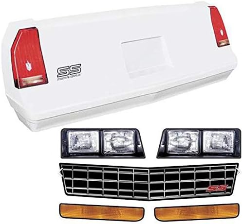 Speedway Motors Graphic Kit for Front Nose Piece and Rear Bumper Cover Compatible with G-Body Monte Carlo SS, Realistic Appearance with Headlight, Grille, and Taillight Details
