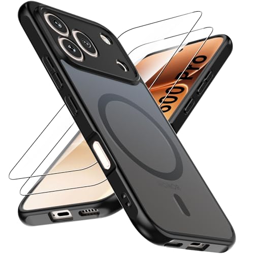 Natbok Magnetisch Handyhülle für Honor 600 Pro 5G Hülle mit 2 Stück Panzerglas Dünn Stoßfest Matt PC Rückseite MagSafe Schutzhülle Handyhülle for Honor 600 Pro Case