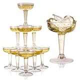 TRUE Champagne Tower Disposable Plastic Champagne Coupe Glasses 5 oz – 20 Pack Clear Cocktail Cups, Party Wedding Birthday Mimosa Bar Drinkware, Durable Wine Bar Party Supplies