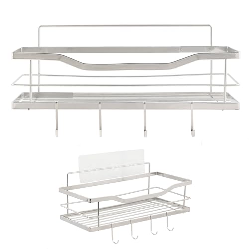 Generico UtiBox - Mensola Doccia, Mensola Doccia Senza Foratura, 5 Ganci Removibili, Impermeabile, Acciaio