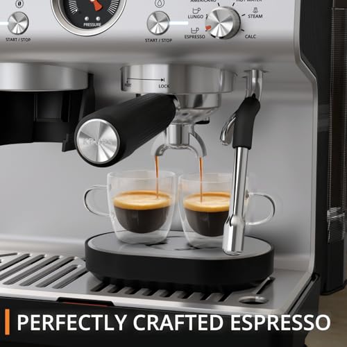 Krups Precision, Manual Espresso Machine With Grinder, Perfectly Crafted Espresso, Intuitive Interface, XP801TG0, Black/Stainless Steel - Image 2
