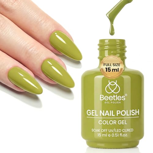 Image of Beetles Green Gel Polish - Pistachio Latte 15ML /0.51Fl Oz, Lime Green Gel Nail Polish, Color-Matched Bottle, Soak-Off UV LED, Long-Lasting Holiday & Fall Nails Art for DIY Beginners & Salon Pros