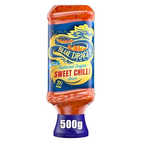 Blue Dragon Reduced Sugar Thai Sweet Chilli Dipping Sauce 500g | Medium Heat | 35% Less Sugar | Perfect With Goujons Wraps Chicken Halloumi & More
