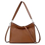befen Genuine Leather Purse for Women, Brown Crossbody Bags for Women Soft Real Leather Hobo Bag with 2 Detachable Straps Designer Large Crossbody Purse Womens Shoulder Handbag for Daily and Work