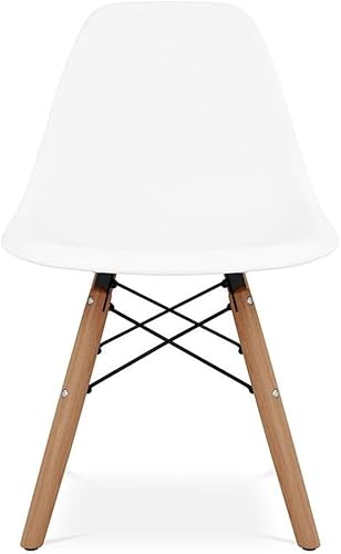 Miniatura 3 de Sillas de plástico y madera de 21.75 pulgadas para sala de juegos para niños en blanco (juego de 2)