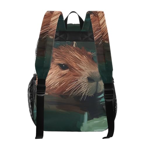 Capybara Swim Flower Clear Backpack, PVC Transparent Bag with Large Capacity for Boys, Girls, Men, Women, See Through Bookbag for School Work College Travel3