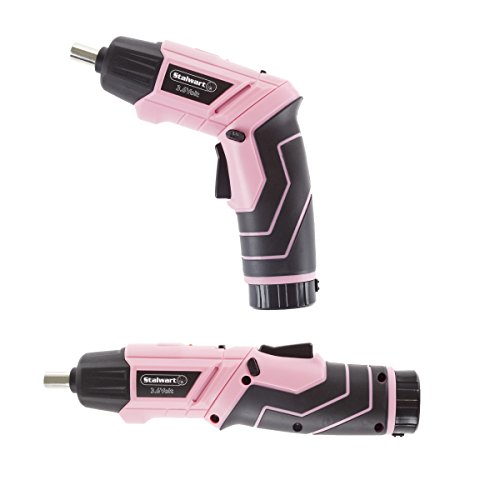 Stalwart - 75-Pt1031 Pivoting Screwdriver 45 Pc. Set-Pivoting Cordless Power Tool With Rechargeable 3.6V Lithium Battery, Led Lights, Bits, Sockets, And Case By Pink #TOP4