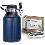 GrowlerWerks uKeg Go Carbonated Growler, 64oz, Midnight, 10 CO2 Chargers