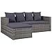 Willood 4-TLG. Garten-Lounge-Set mit Auflagen Poly Rattan Grau gartenmöbel Outdoor Balkon Lounge Rattan Garten