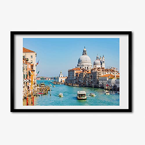 Cadre MDF Tulup Venise Italie 60x40 cm avec tableau moderne en bois pour salon