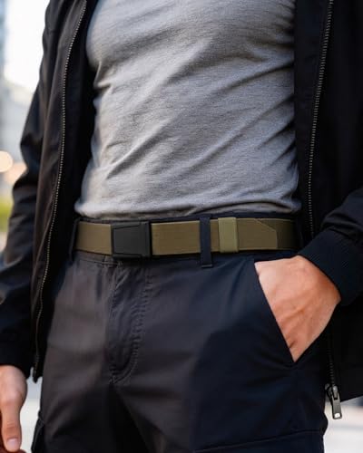 Image of CHAOREN Tactical Belt Men - 1.5 inch Stretch Work Belt with Zin Alloy Buckle | Quick Release Flip Buckle, Heavy Duty for Military EMT EMS Hiking, Stretchy Nylon