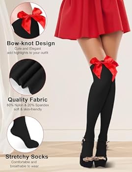 2 paar overknee-kousen voor dames, met strik, lange overknee-sokken