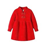 Mud Kingdom Chinese Luner New Year Sweater Dress for Toddler Girls Traditional Fuzzy Red 2T