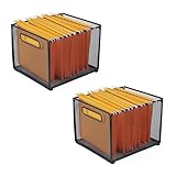 SETTFRFE 2 Pack Letter Size Hanging Folder Organizer,Metal Mesh Hanging File Folder Box,Office File Baskets,Black