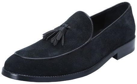 Brune Black Color Genuine Suede Leather Formal Loafer Shoes with Tassel for Men
