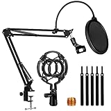 Soporte de MicróFono Profesional, Brazo de MicróFono Con ProteccióN Pop para MicróFono, Clip para MicróFono, Filtro Pop, para Programas de Estudio, Compatible Con GrabacióN de Programa