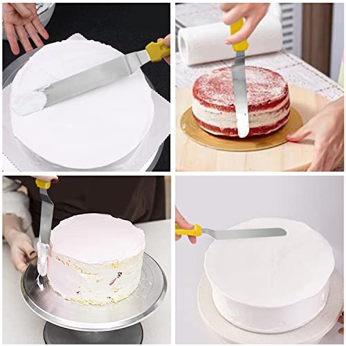 Cake Spatula Angled Cake Icing Spatula, Sametech Stainless Steel Cake Offset Decorating Frosting Spatulas Baking Set Tools With 6"/8"/10" (Yellow) #TOP4