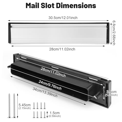 1 Set Mail Slot for Front Door, Aluminum Alloy Mail Slots Cover with Mail Catcher Bag Mail Slot Catcher for Door Mail Slot(12