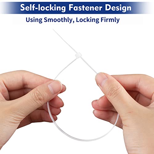 Image of 250 Pack Zip Ties 12 inch Clear Cable Tie Wraps 50 lbs Tensile Strength self-locking fastener 3.6 mm width Wire Ties for Organization and Management of Electrical Cords, Plants, and Fences