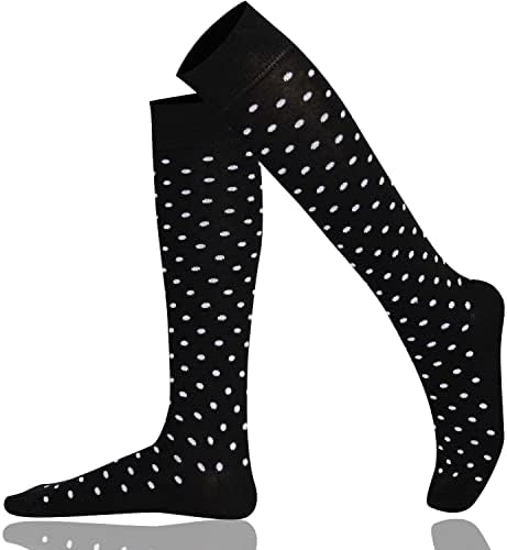 Mysocks Unisex Knee High Long Socks Polka Dot Design Black