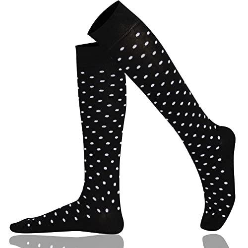 Mysocks Unisex Knee High Long Socks Polka Dot Design Black #TOP1