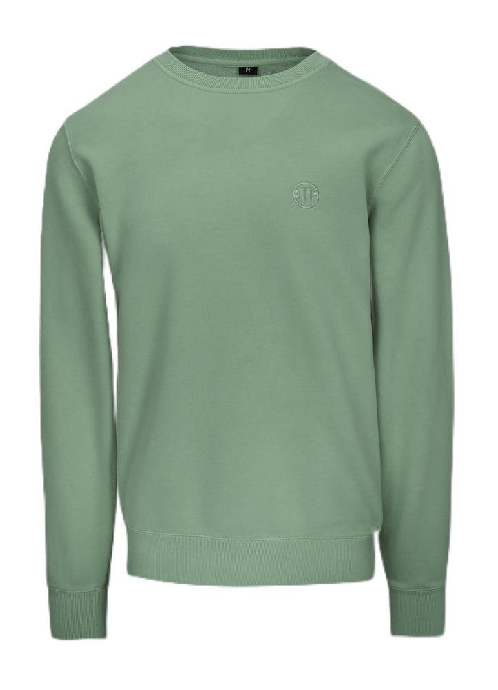Pitbull Męska bluza basic męska wygodny sweter luźny sportowy krój Washed Lancaster II czas wolny Crewncek sportowa bluza L, zielony, L