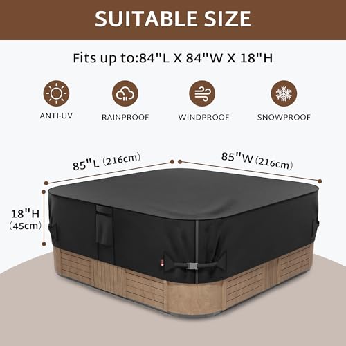 image for iBirdie Outdoor Waterproof and Weatherproof Hot Tub Cover 85 x 85 inch