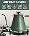 Harriet Gooseneck Kettle with Thermometer for Pour Over Coffee and Tea, 37 fl oz, Stainless Steel, Durable 3-Layer Base, Ideal Spout for Precision Pouring, Compatible with all Stove Tops, Green