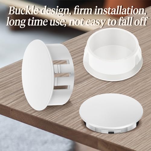 Image of 50PCS 1 inch White Plastic Plugs Hole, Round PA66 Plug Furniture Hole Decorative Cover