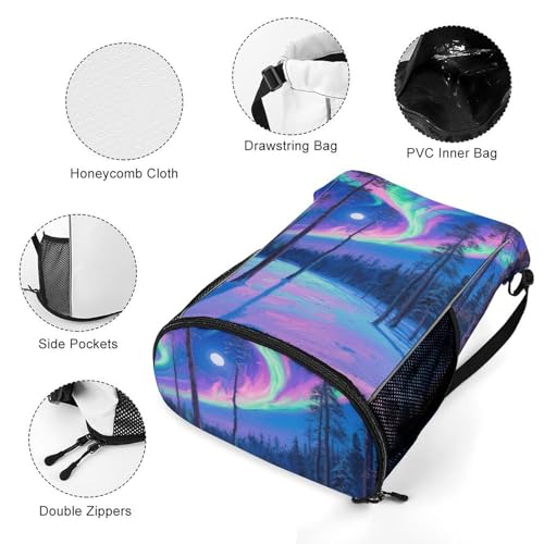 Bolsa de gimnasio con compartimento para calzado y estampado de bosque 5