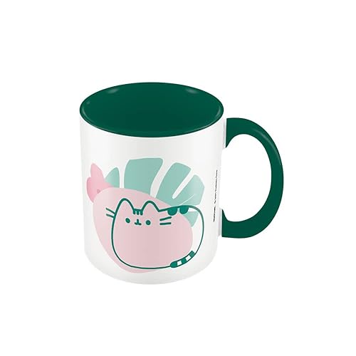 Pusheen - Kaffeebecher Tropical, Kontrast (Einheitsgröße, Grün/Weiß, 325 ml)
