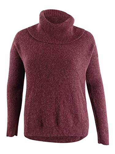 Hippie Rose Womens Burgundy Ribbed Long Sleeve Cowl Neck Sweater