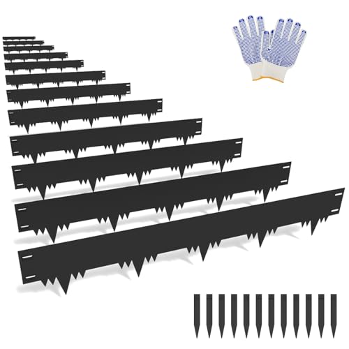 Galvanized Steel Landscape Edging Border 12 Packs 42'' L x 6.5'' H, Metal Landscape Garden Edging Border with 12 Stakes,